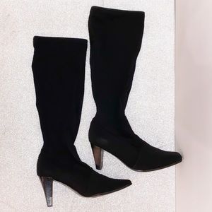 🖤Hilliard & Hanson Mid Calf Black Lycra Boots 7.5